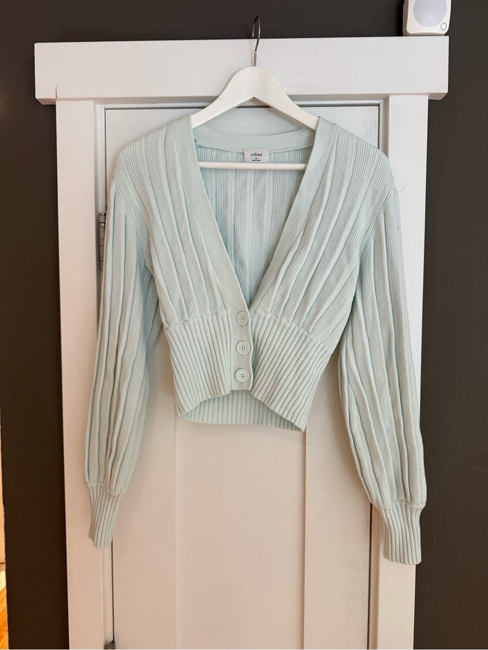 Wilfred Mint Ribbed Knit Cardigan